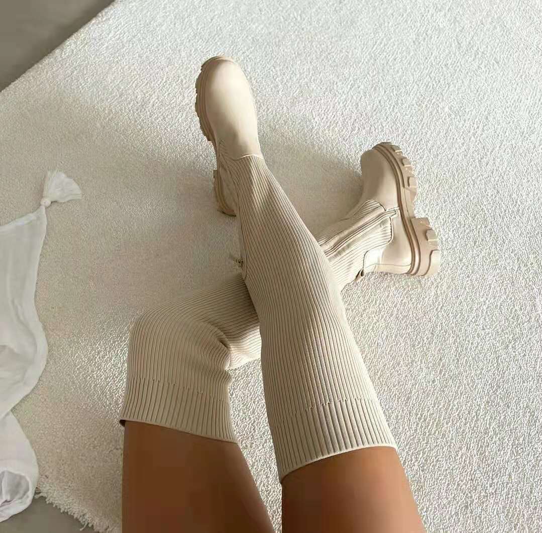Zara - Trendy podzimní ponožkové boty nad kolena pro ženy