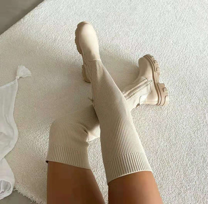 Zara - Trendy podzimní ponožkové boty nad kolena pro ženy