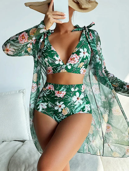 LD Sexy bikiny s květinovým vzorem a překrytím