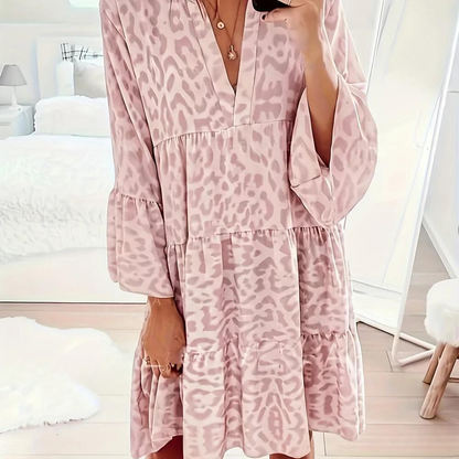 Salem - Boho šaty s leopardím potiskem pro ženy, velká velikost