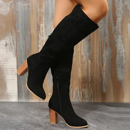 Dlouhé semišové boty s podpatkem | Passi Boots