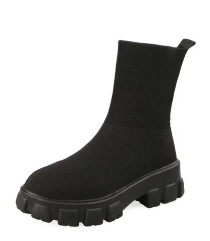 Kotníkové boty Dámské Mid lýtko pletené Chunky boty