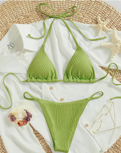 Antonella® | Modré bikiny s vysokým horním dílem a výstřihem do V