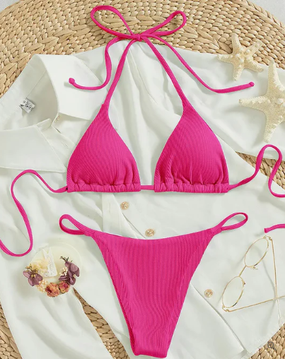 Antonella® | Modré bikiny s vysokým horním dílem a výstřihem do V
