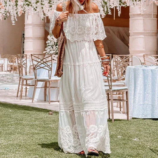 Belle - Boho šaty z vyšívané krajky