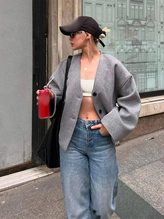 Sally | Dámská retro streetwearová bunda s dvojitým zapínáním na knoflíky