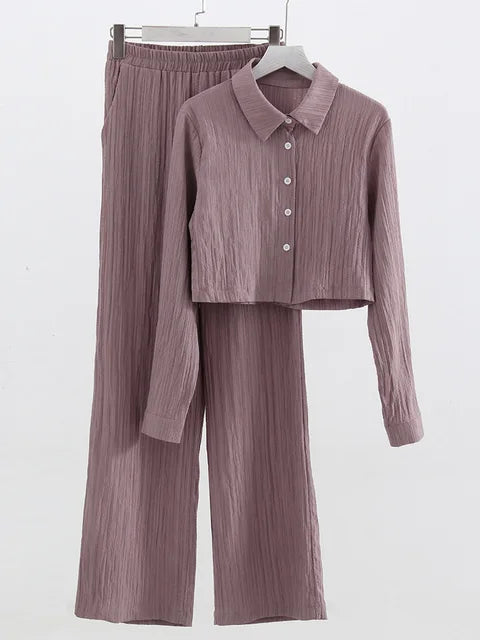 Wyomara Suit | Dámský komplet s Crop Topem a širokými kalhotami