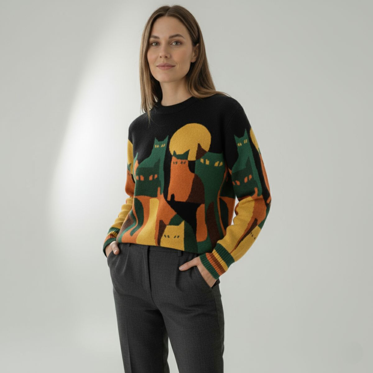 Amélie | Unisex svetr s motivem koček, elegantní a pohodlný