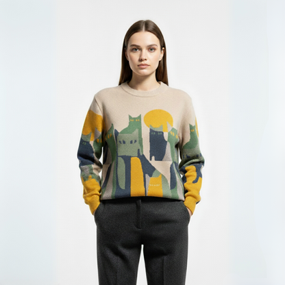 Amélie | Unisex svetr s motivem koček, elegantní a pohodlný