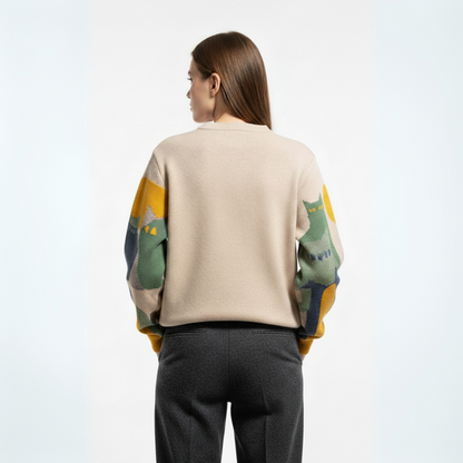 Amélie | Unisex svetr s motivem koček, elegantní a pohodlný