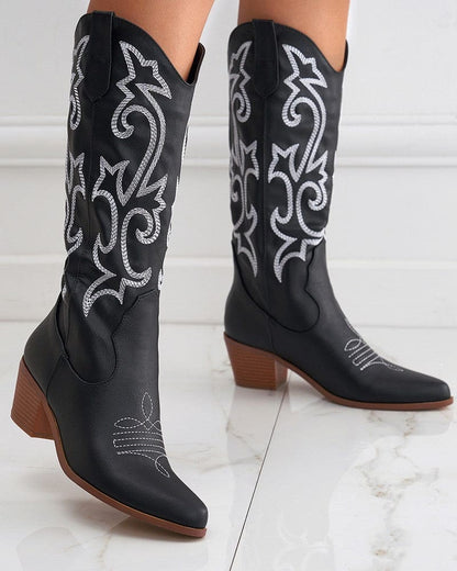 Boty Olympeia | Stylové westernové vyšívané boty