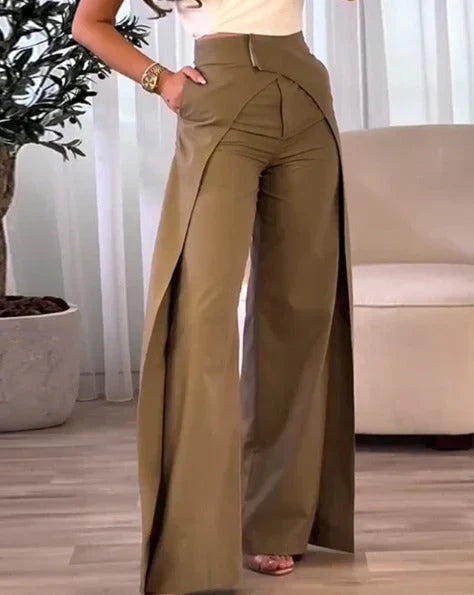Dámské elegantní kalhoty s vysokým pasem