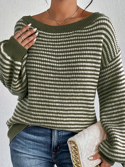 Aliya Trui | Casual Brede Hals Gebreide Trui