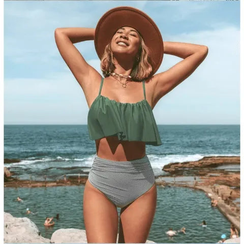 Dámské bikiny - Ruffles Collection - Spodní díl s vysokým pasem - Odolné a pohodlné - Ideální na léto