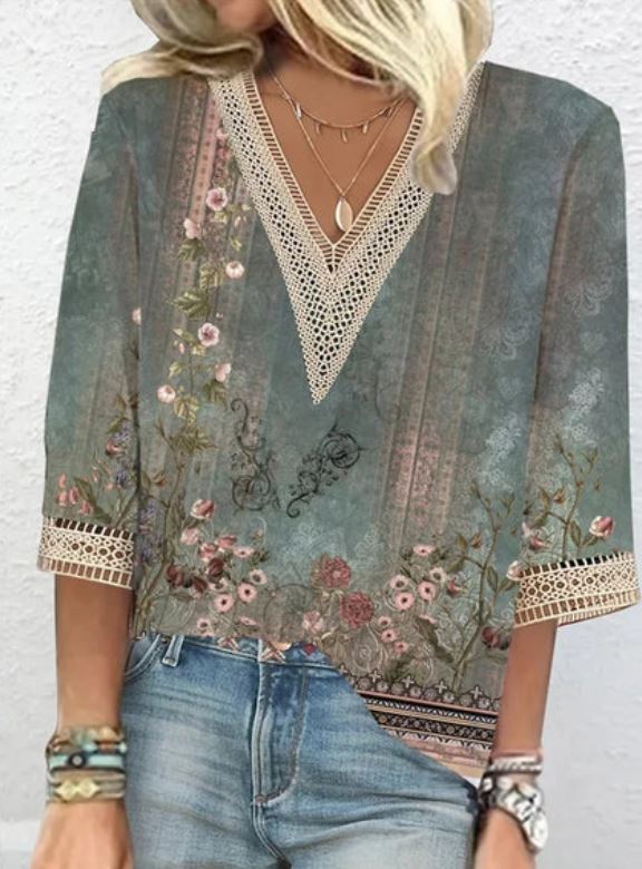 Luna | Boho-Chic letní halenka s výstřihem do V