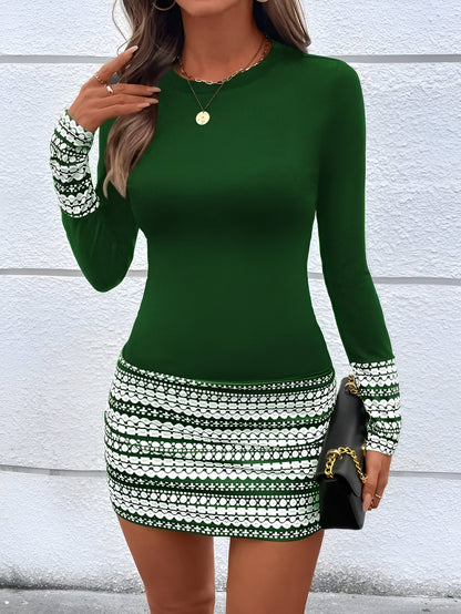 Brigida | Pruhované bodycon mini šaty s kulatým výstřihem