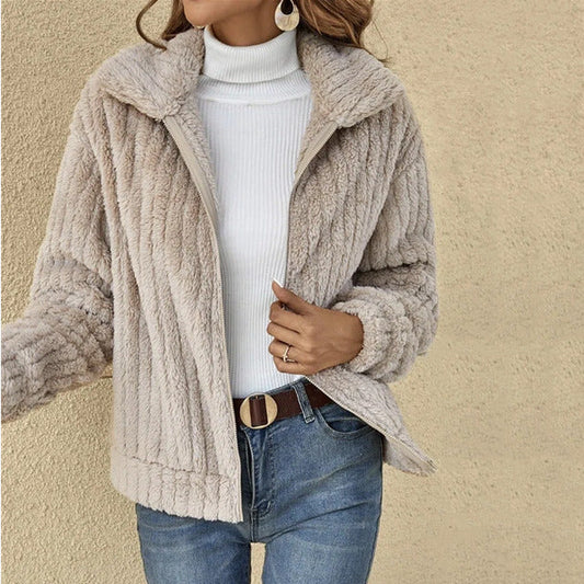 Yaraya Coat | Ležérní teplý plyšový kabát
