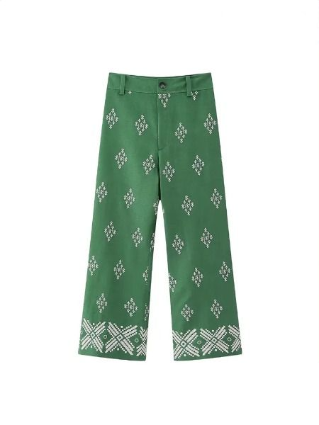 Sophie - Vintage vyšívané kalhoty s rovnými nohavicemi