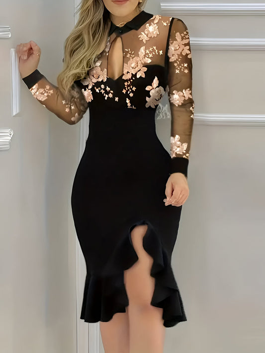 Nisa | Elegantní šaty na tělo s květinami