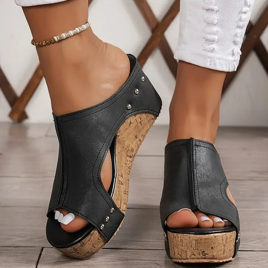 Barbara® | Kožené sandály na platformě