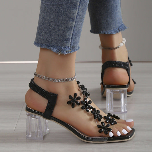 Blossom® | Stylové průhledné sandály s blokovými podpatky pro ženy