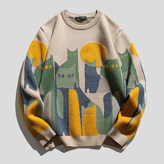 Amélie | Unisex svetr s motivem koček, elegantní a pohodlný