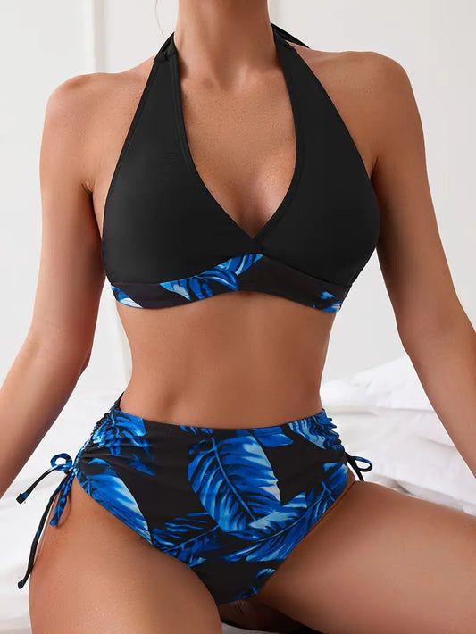 Stylové bikiny do půl těla s potiskem tropických listů