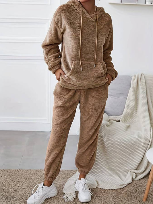 Heidi-Mode - Stylová hnědá zimní huňatá souprava pro dámy