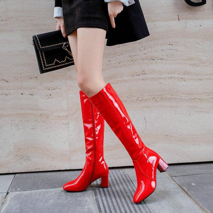 Ileana Boots | Lakované kožené lesklé boty ke kolenům