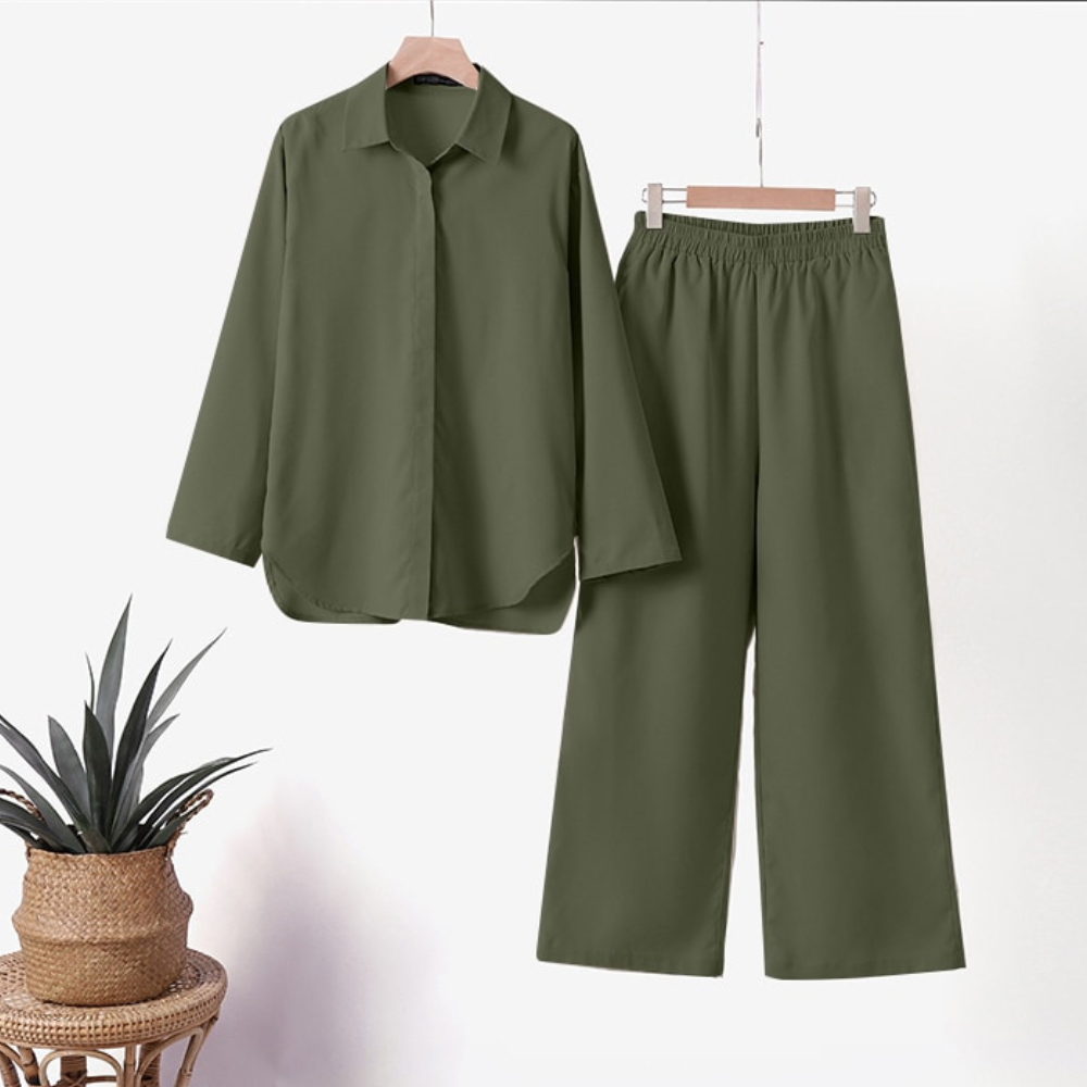 Daria - Trendy Effen Overhemd-set voor Vrouwen