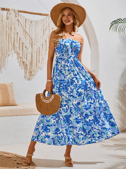LD šaty s potiskem a elegantním výstřihem z MW | Resort Style
