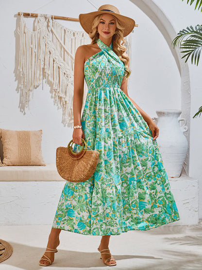 LD šaty s potiskem a elegantním výstřihem z MW | Resort Style