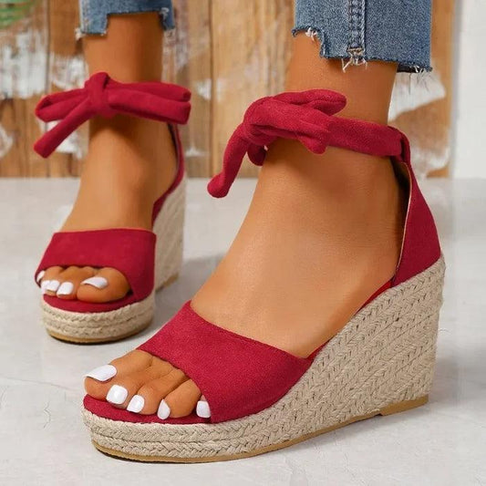 Sandály Kendall | Šněrovací sandály Espadrille na klínku