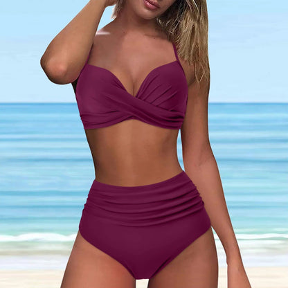 Bikiny s vysokým pasem a horním dílem s otočným předním dílem