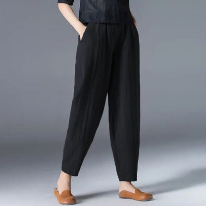 Puff kalhoty z bavlny a konopí pro ženy Fashion