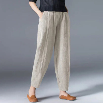 Puff kalhoty z bavlny a konopí pro ženy Fashion