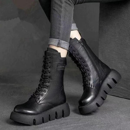 Nikki Boots | Šněrovací boty na platformě s bočním zipem