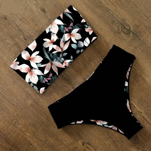 AquaLivv - Bikiny bandeau s vysokým pasem