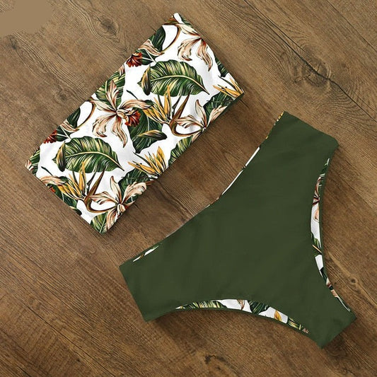 AquaLivv - Bikiny bandeau s vysokým pasem