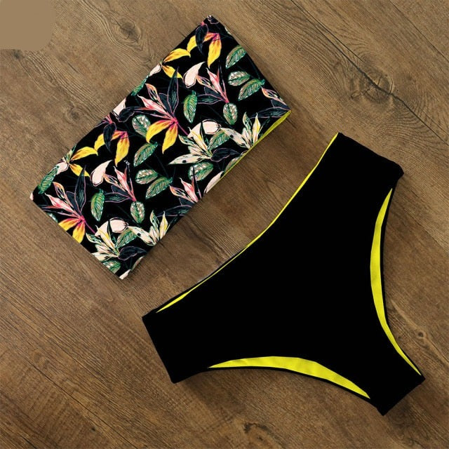 AquaLivv - Bikiny bandeau s vysokým pasem