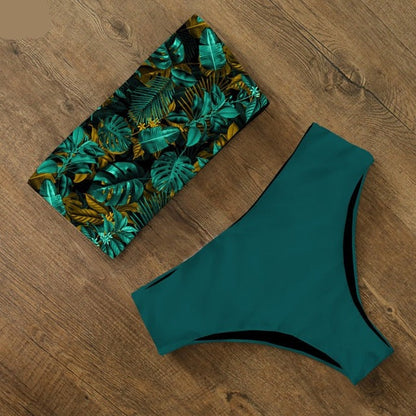 AquaLivv - Bikiny bandeau s vysokým pasem