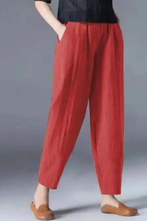 Puff kalhoty z bavlny a konopí pro ženy Fashion
