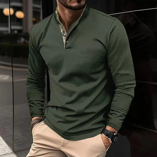 Alexander Polo | Stylová pánská polokošile s dlouhým rukávem a barevným límcem
