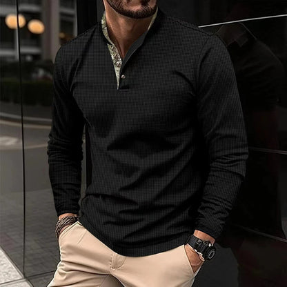 Alexander Polo | Stylová pánská polokošile s dlouhým rukávem a barevným límcem