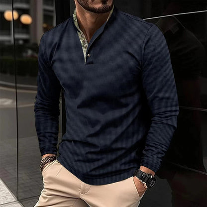 Alexander Polo | Stylová pánská polokošile s dlouhým rukávem a barevným límcem