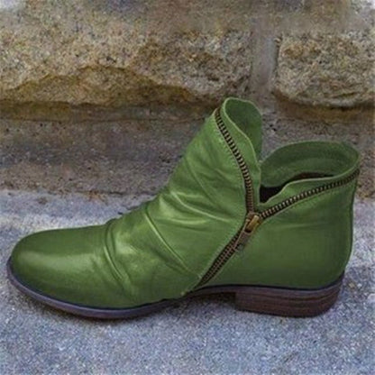 Vianne™ - Kožené kotníkové boty se zapínáním na zip