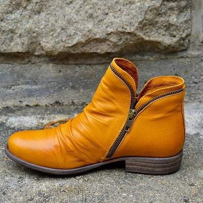 Vianne™ - Kožené kotníkové boty se zapínáním na zip